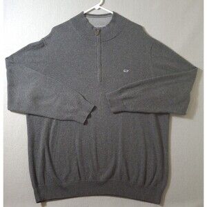 Vineyard Vines Palm Beach Sweater 1/4 Zip Mens 2XL Gray Cashmere Blend Whale